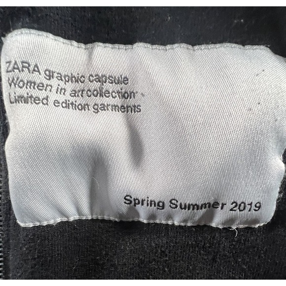 ZARA Denim Jacket Small Women in Art Hoodie Graphic Capsule 2019 Limited Edition - Picture 4 of 10